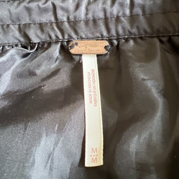 Free People Jacket Womens Medium Black Satin Midnight Bomber Zip Up Embroidered - Picture 6 of 12